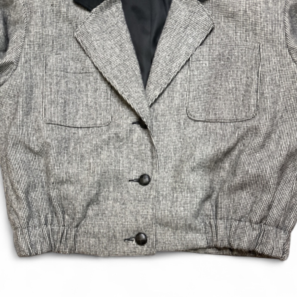 Pendleton Vintage Bomber Jacket Houndstooth Black… - image 4